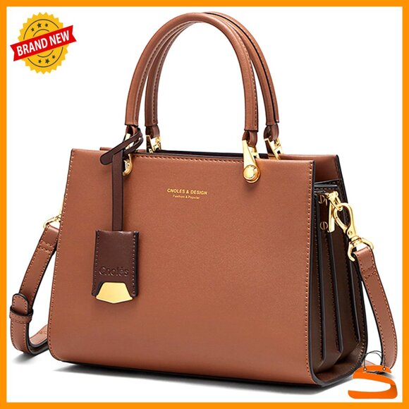 Large Genuine Leather Tote Bag with Adjustable Strap Zipper Closure